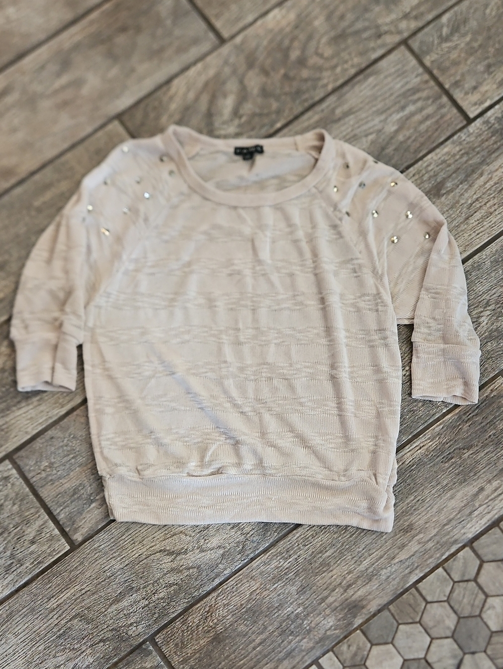 FANG Cream Knit Short Sleeve Sweater